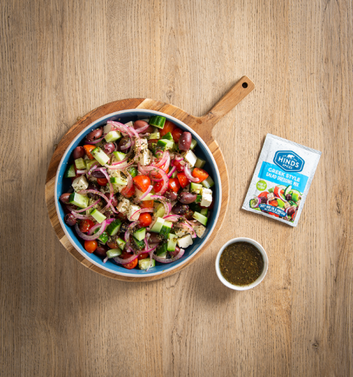 Classic Greek Salad Topped with Greek Style Salad Dressing Mix