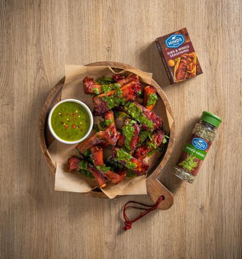 Ribs & Wings Seasoned Pork Ribs with Chimichurri