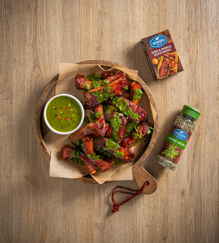 Ribs & Wings Seasoned Pork Ribs with Chimichurri