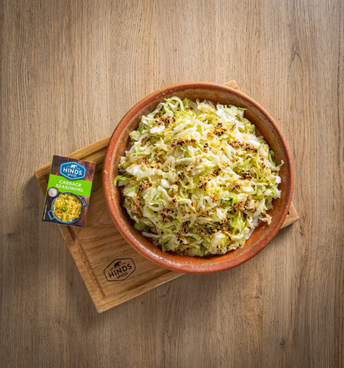 Spiced Cabbage Topped with Roasted Sesame Seeds and Chilli Crunch