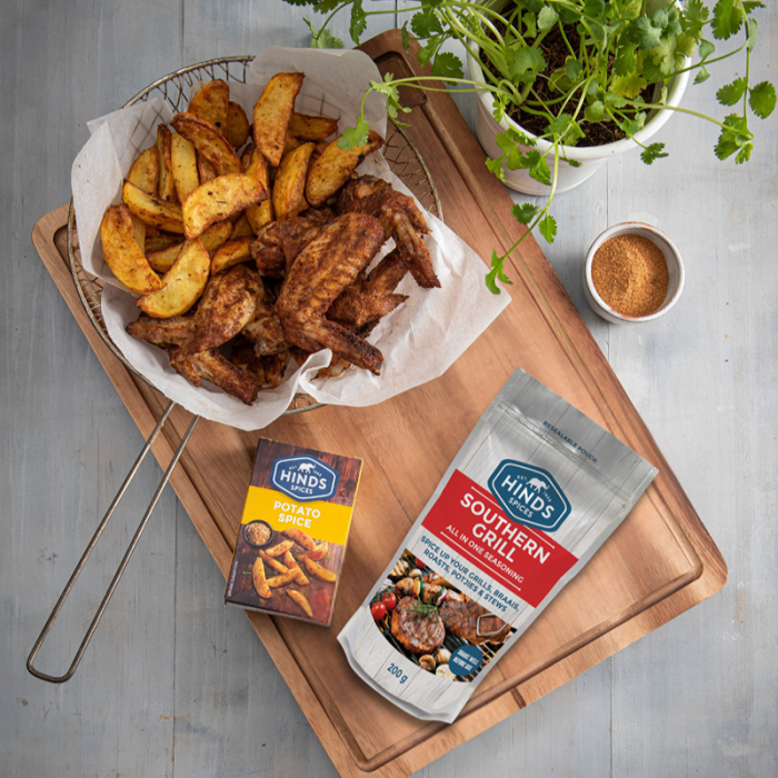 Air Fryer Fried Chicken Wings and Potato Wedges (Southern Grill All in One Seasoning)