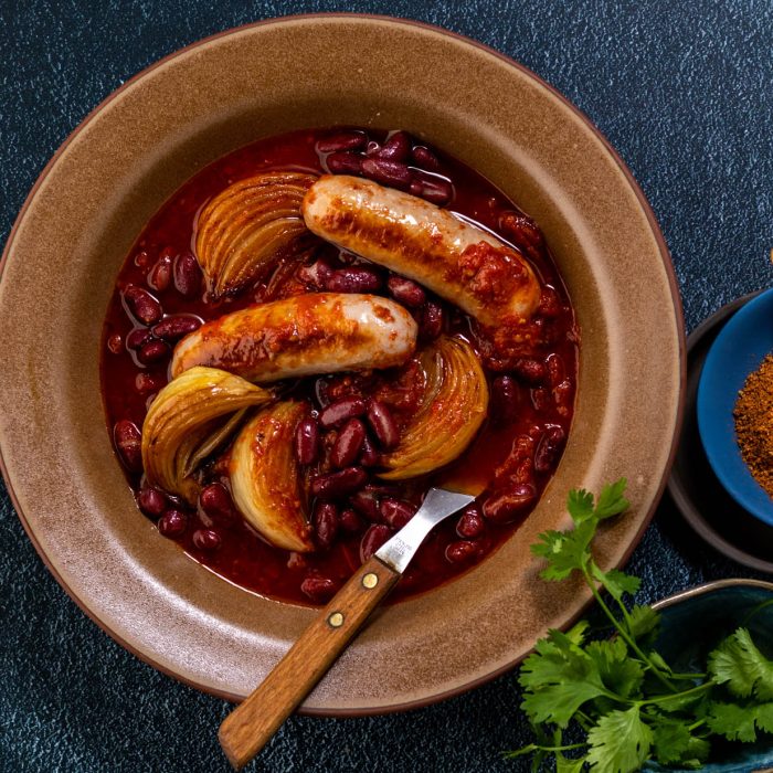 BBQ-Sausage-bean-and-onion-casserole