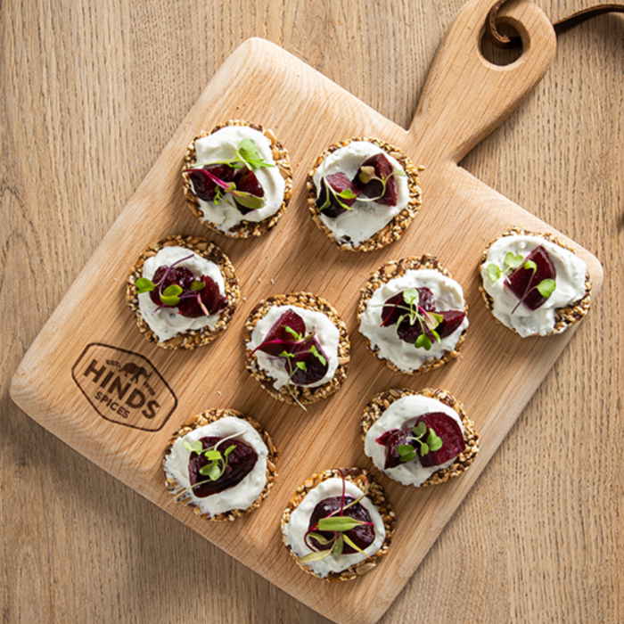 Beetroot and Goat’s Cheese Mousse with Seed Crackers