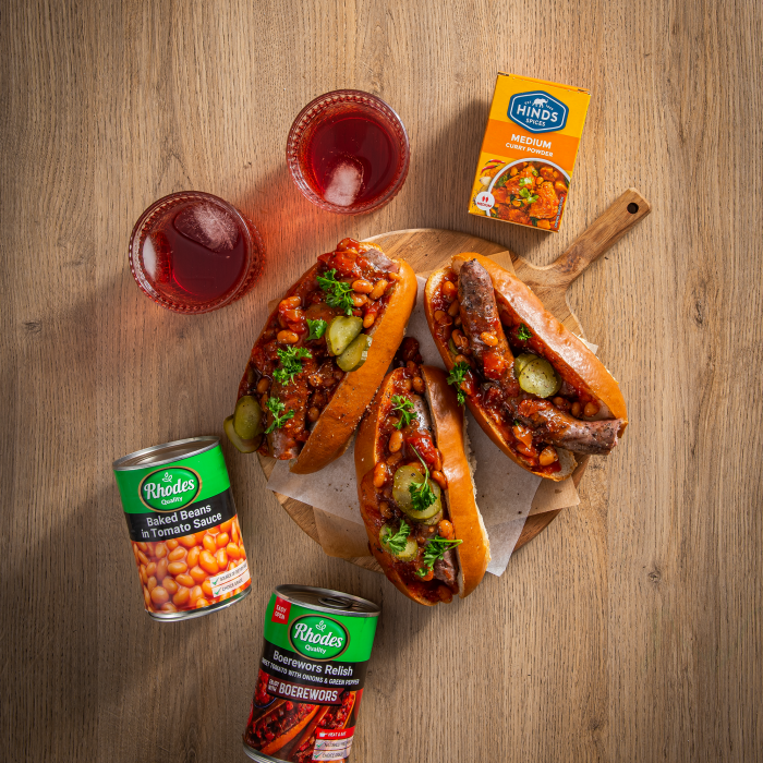 Boerewors Roll with Homemade Tomato Curried Baked Bean Relish