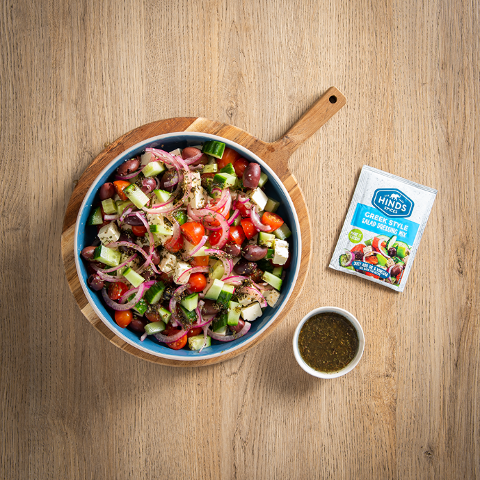 Classic Greek Salad Topped with Greek Style Salad Dressing Mix