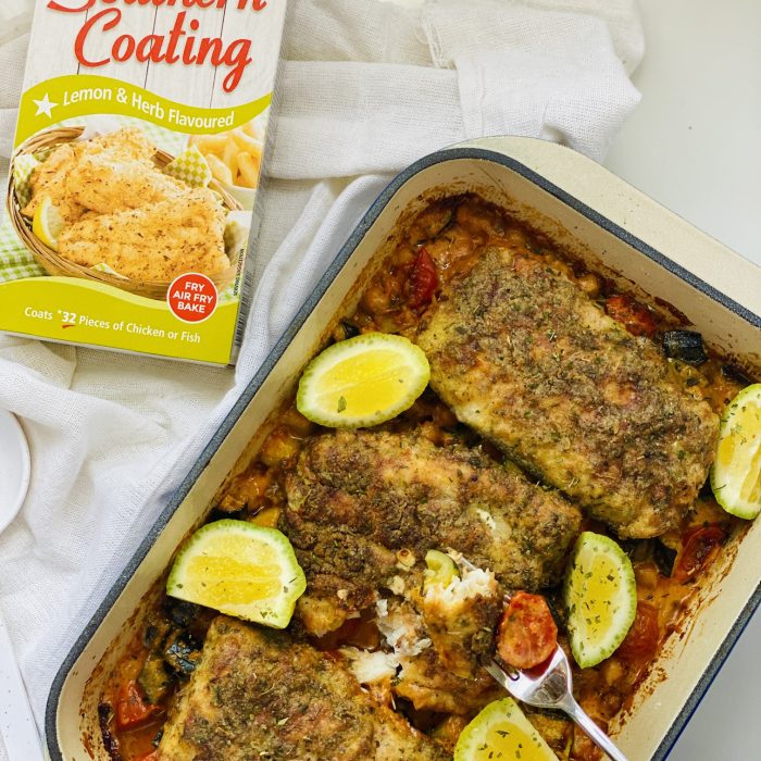 Crumbed-Fish-and-Creamy-Veggie-bAKE