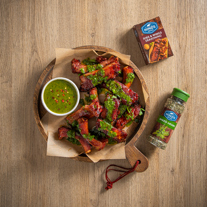 Ribs & Wings Seasoned Pork Ribs with Chimichurri